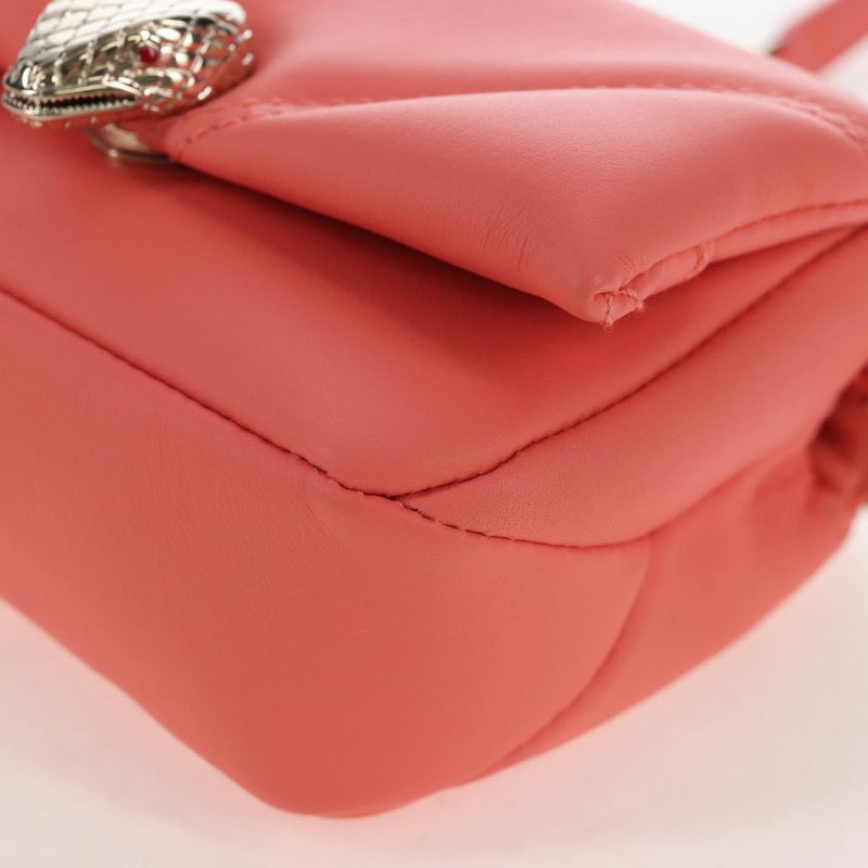 Bvlgari Serpenti Cabochon Diagonal Quilted Leather Pink Bag