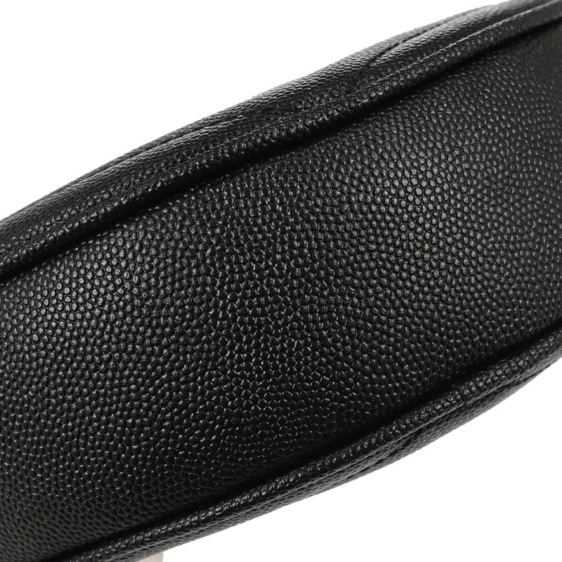 Saint Laurent Vinyle Round Belt Matelasse Chevron Leather Black Bag