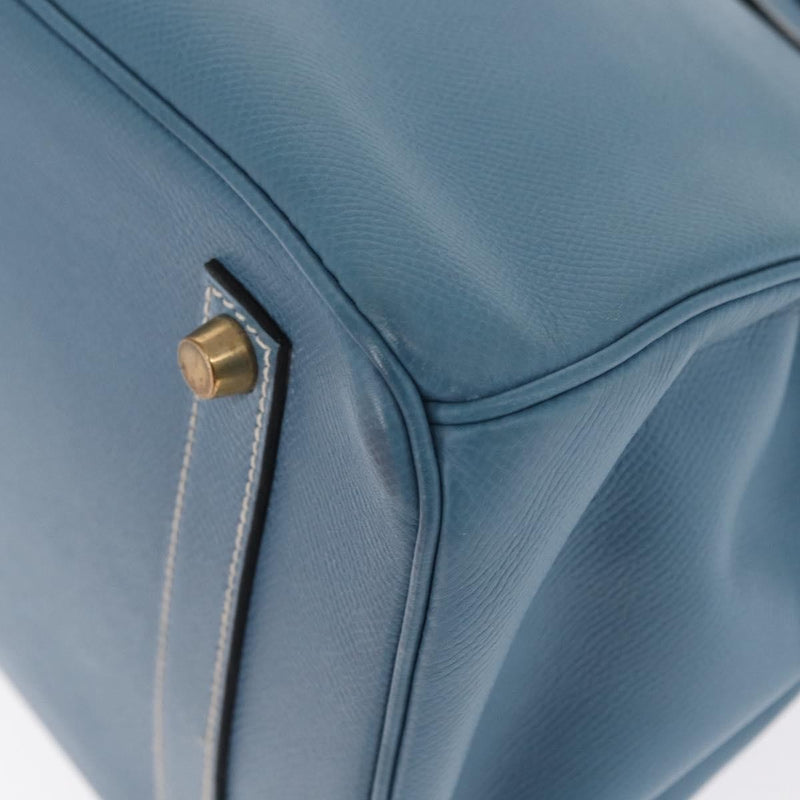 Hermes Birkin Blue Epsom With Gold Hardware Leather Bag