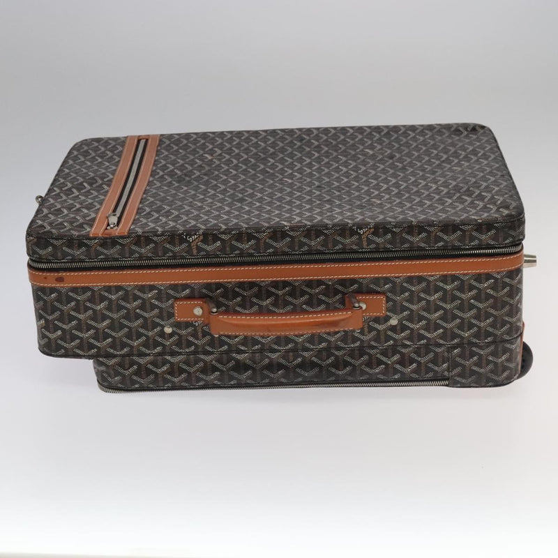 Goyard Bourget Trolley Rolling Luggage Coated Canvas Brown Pvc Bag