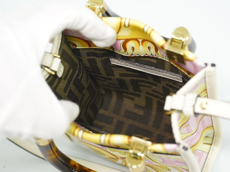 Fendi X Versace Fendace Convertible Sunshine Shopper Printed Laminated Leather Multicolour Bag