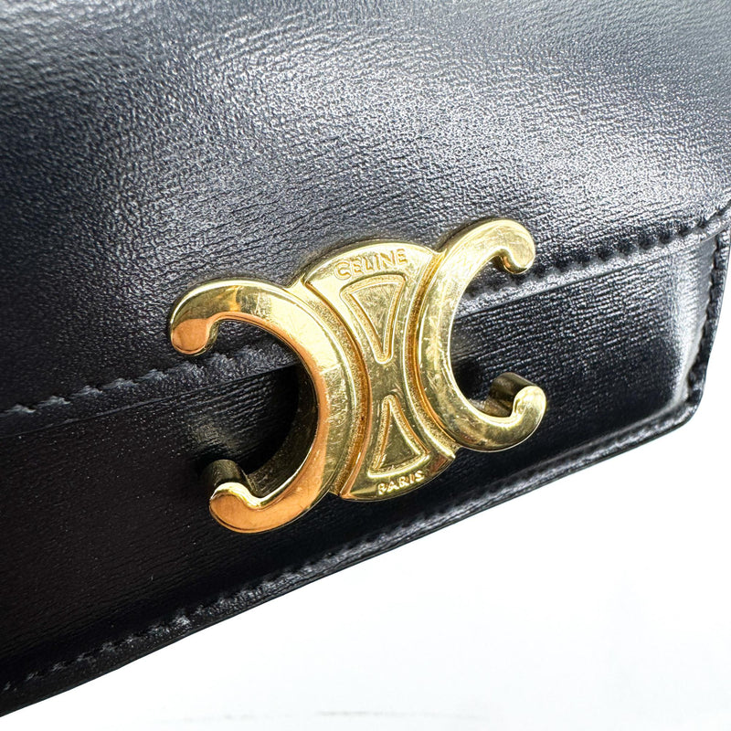 Celine Triomphe Card Case Leather Black Accessory