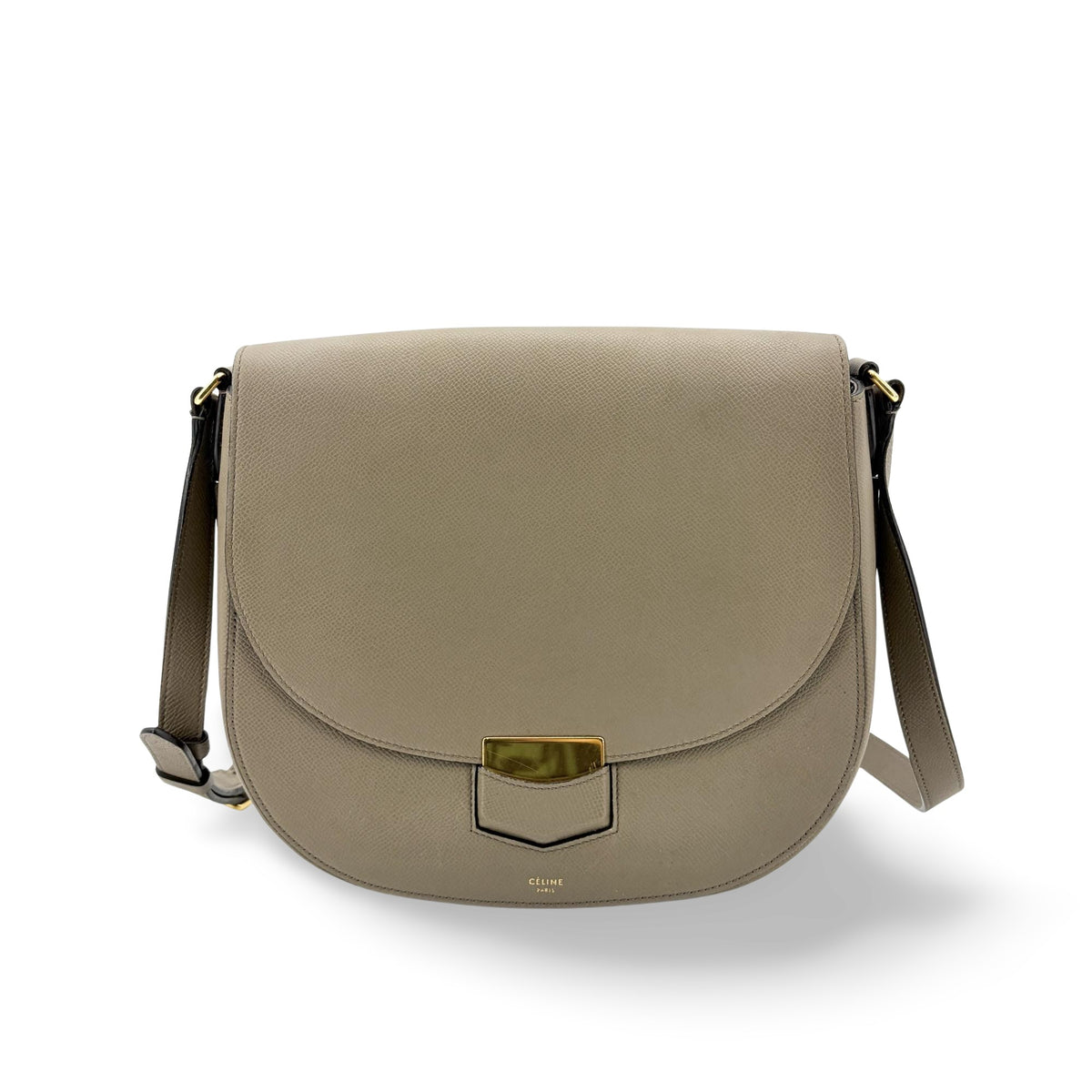 Celine Trotteur Grainy Leather Beige Calfskin Bag