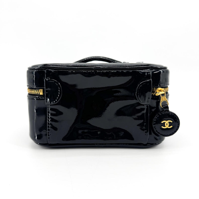 Chanel Vintage Timeless Cosmetic Case Patent Black Patent_leather Bag