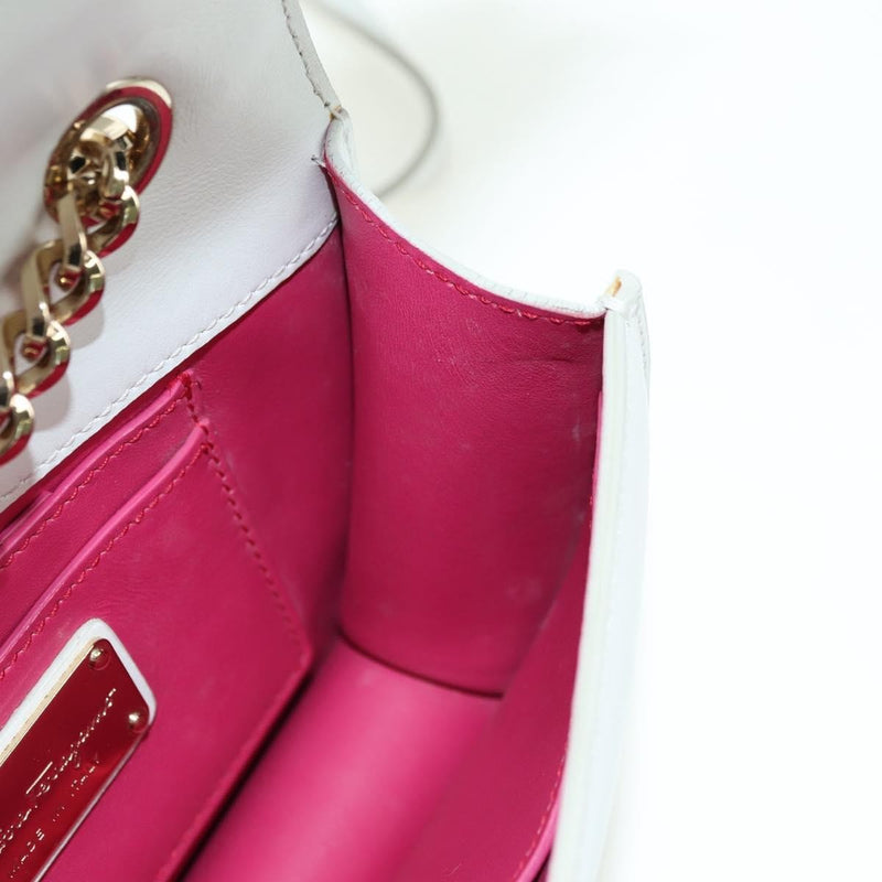 Salvatore Ferragamo Vala Chain Leather White Bag