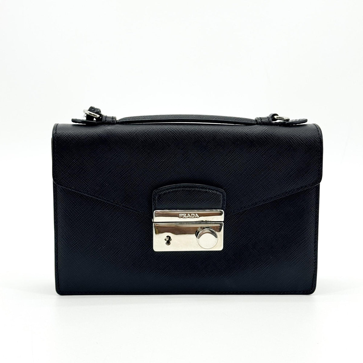 Prada Convertible Sound Vernice Saffiano Leather Black Bag