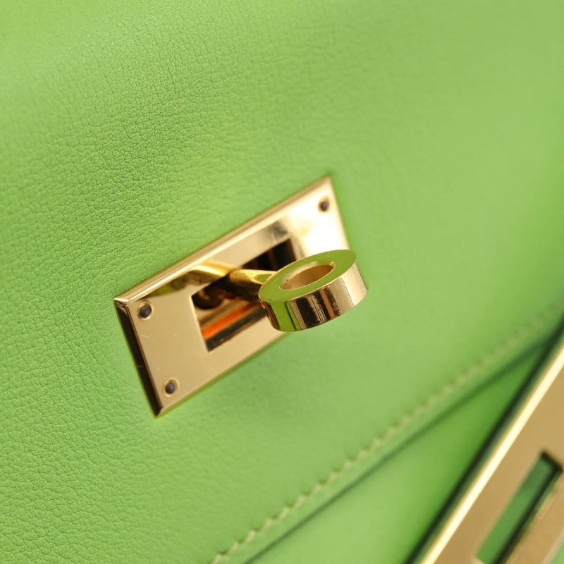 Hermes Kelly Green Gulliver With Gold Hardware Leather Bag