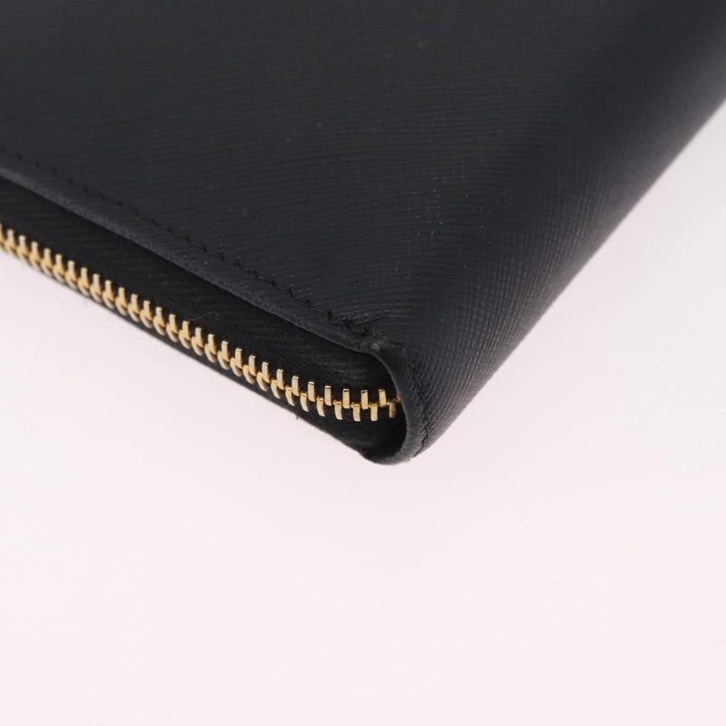 Prada Zip Around Tab Saffiano Leather Black Accessory