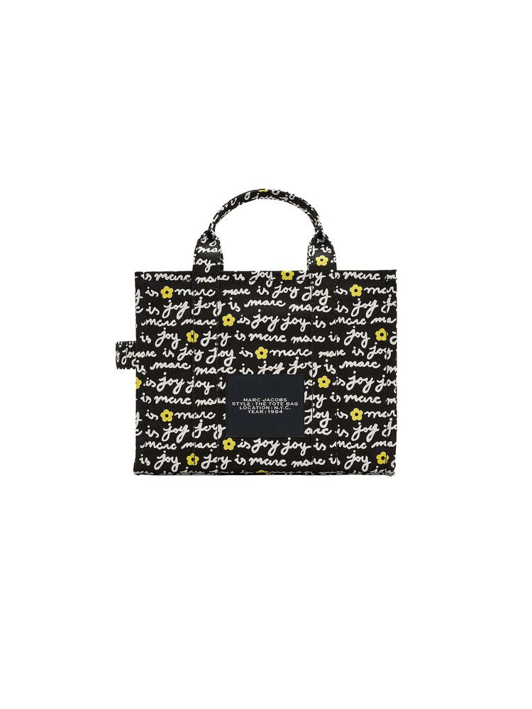 Marc Jacobs Text-Print Cotton Canvas Tote Bag — Black