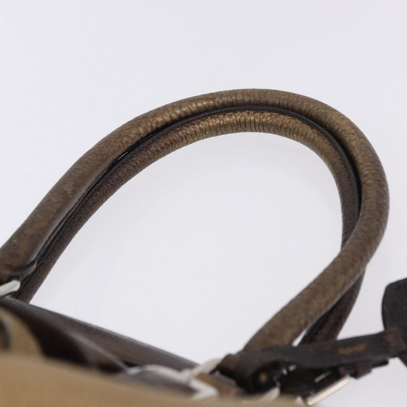 Prada Belted Frame Satchel Metallic Leather Gold