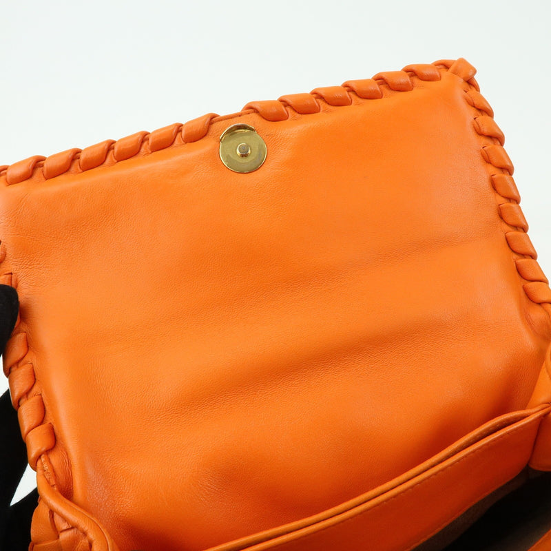 Bottega Veneta Olimpia Intrecciato Nappa Orange Leather Bag