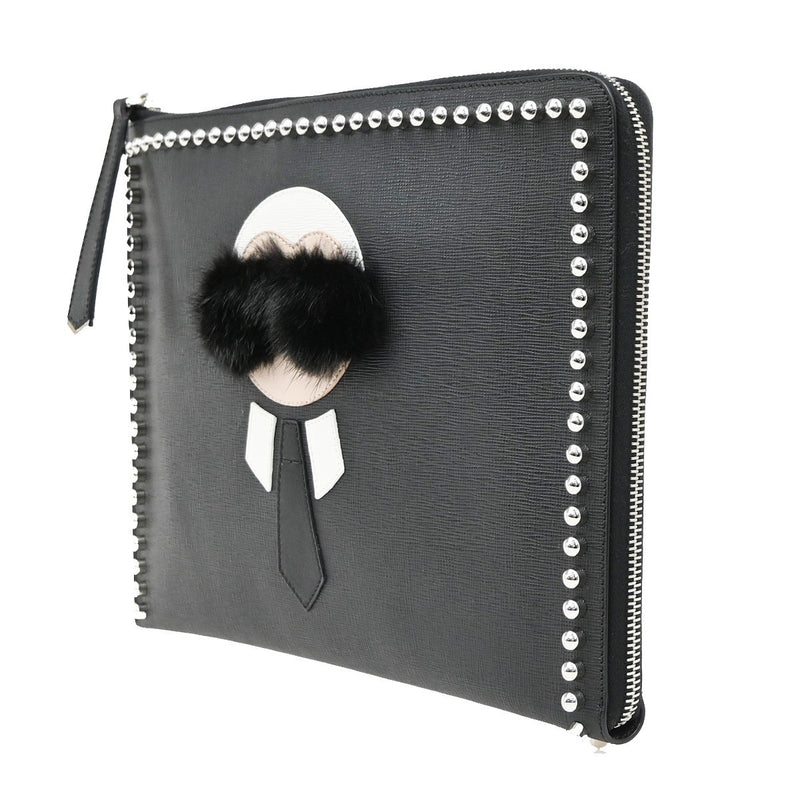 Fendi Karlito Studded Saffiano Leather Black Bag
