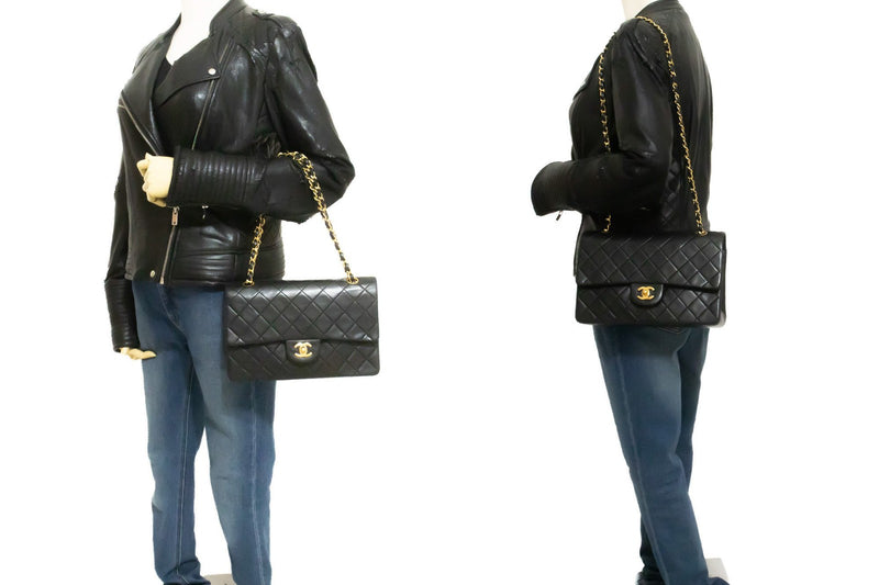 Chanel Timeless - Classic Double Flap Quilted Lambskin Black Leather Bag