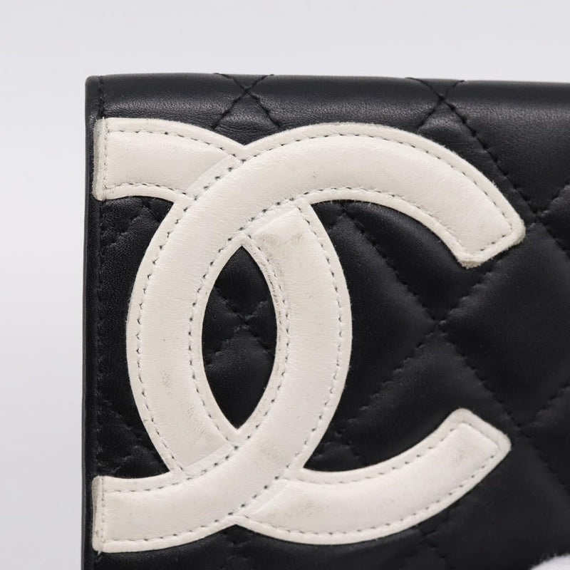 Chanel Cambon Flap Card Case Quilted Lambskin Black Leather Accessory