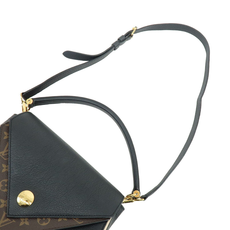 Louis Vuitton Double V Calfskin With Monogram Canvas Black Leather Bag