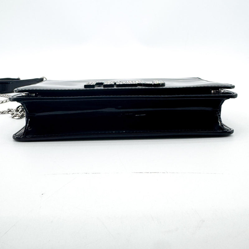 Miu Miu My Logo Chain Patent Black Patent_leather Bag
