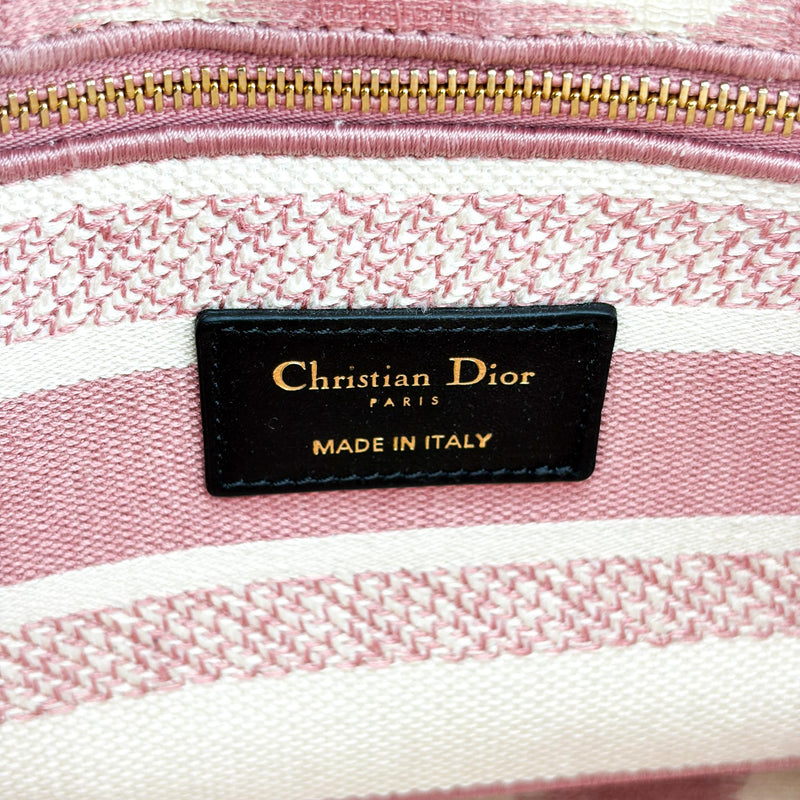 Christian Dior Lady D-Lite Embroidered Canvas Pink Bag