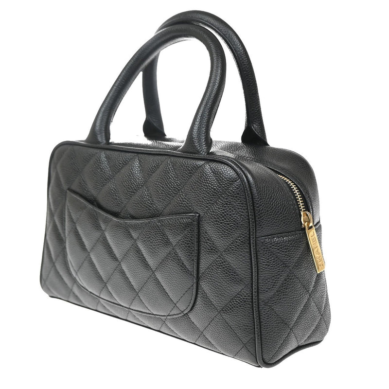 Chanel Timeless Cc Bowler Quilted Caviar Black Leather Bag