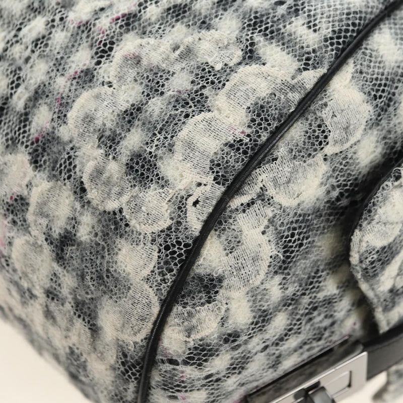 Chanel Vintage Camellia Flap Camera Quilted Tweed White Wool Bag