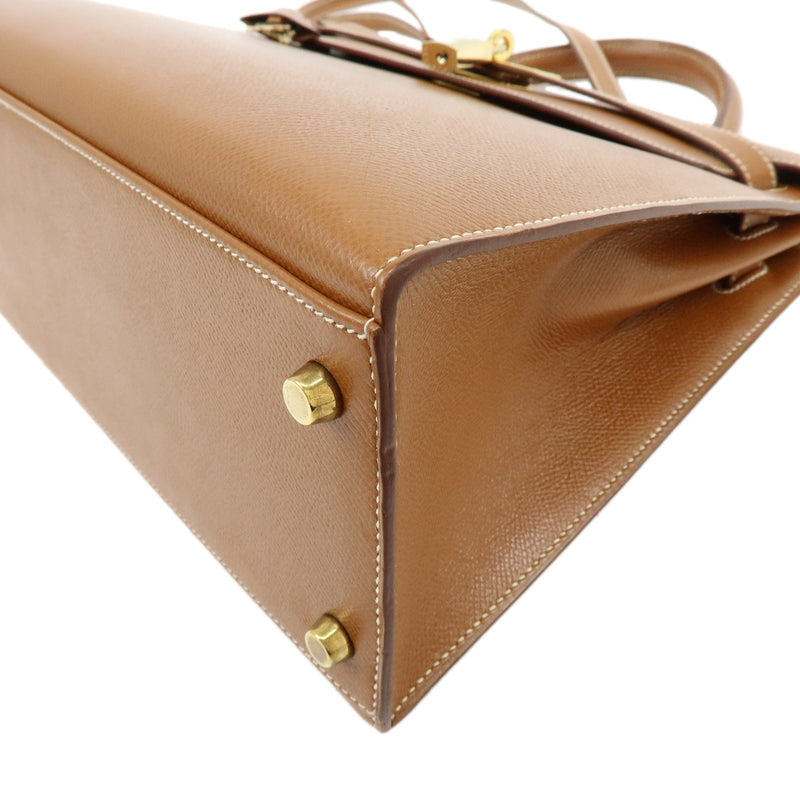 Hermes Kelly Brown Courchevel With Gold Hardware Camel Leather Bag