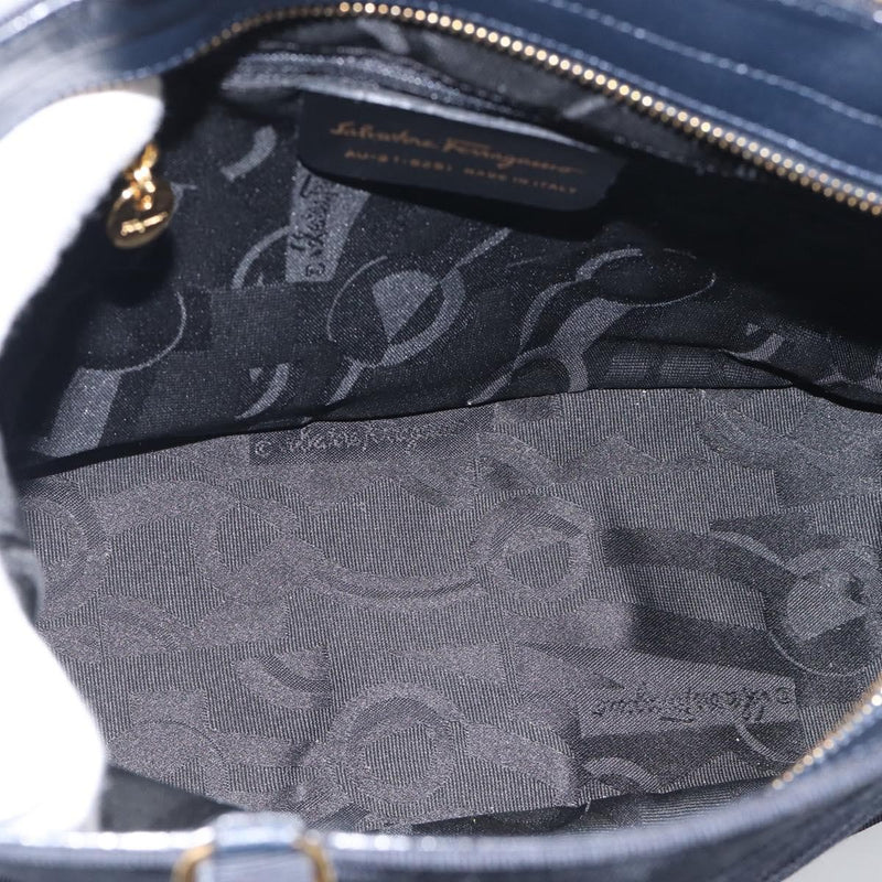 Salvatore Ferragamo Vala Canvas Navy Bag