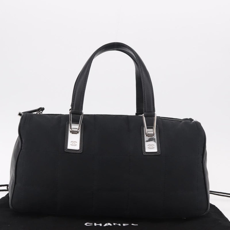 Chanel Square Stitch Boston Quilted Nylon Black Bag