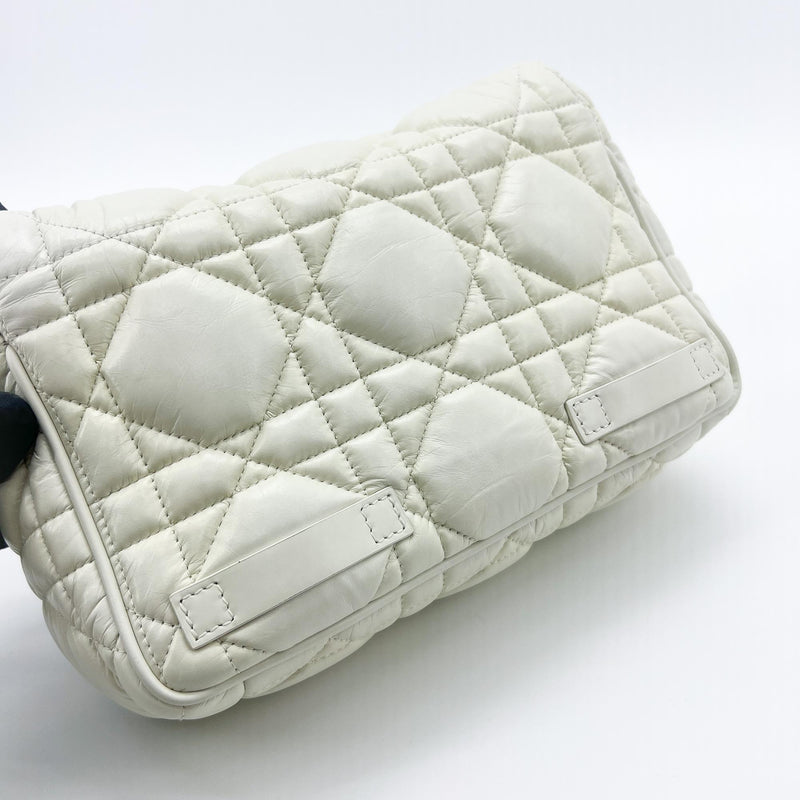 Christian Dior Diorcamp Messenger Padded Macrocannage Quilt Calfskin White Leather