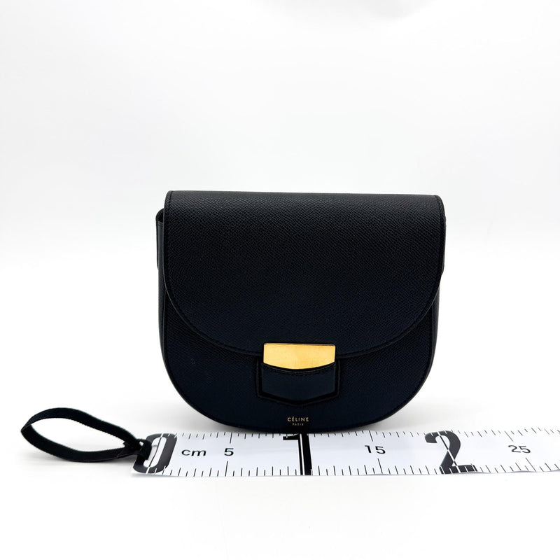 Celine Trotteur Calfskin Black Leather Bag