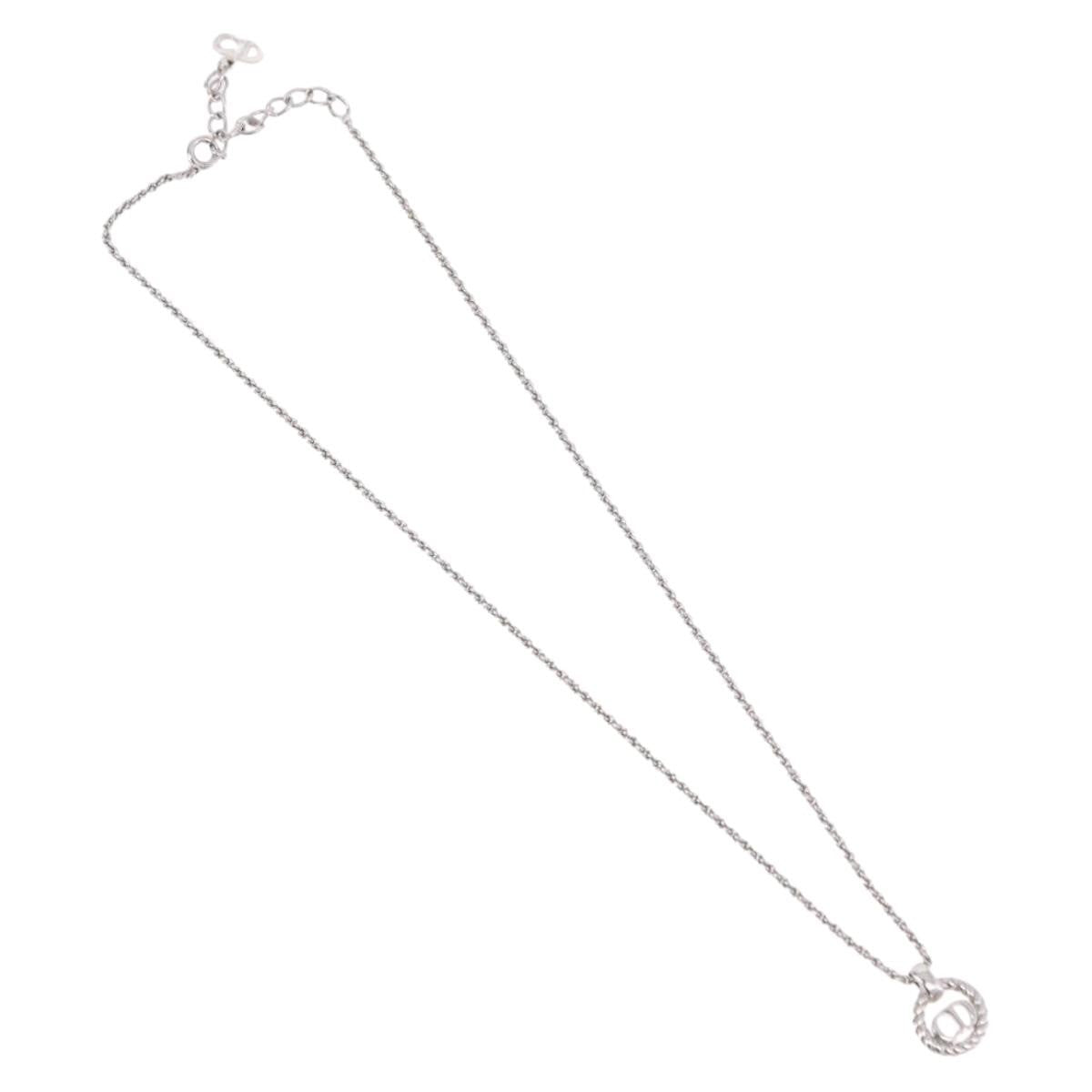 Christian Dior Vintage Circle Pendant Metal Silver Bijoux