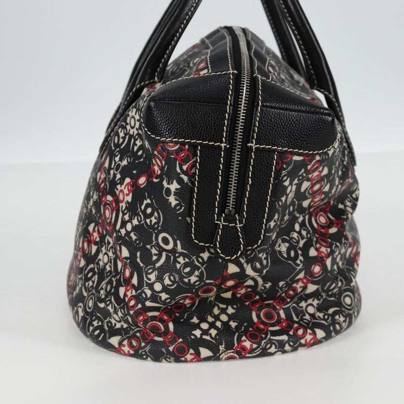 Chanel Optic Coco Bowler Printed Coated Canvas With Caviar Black Bag