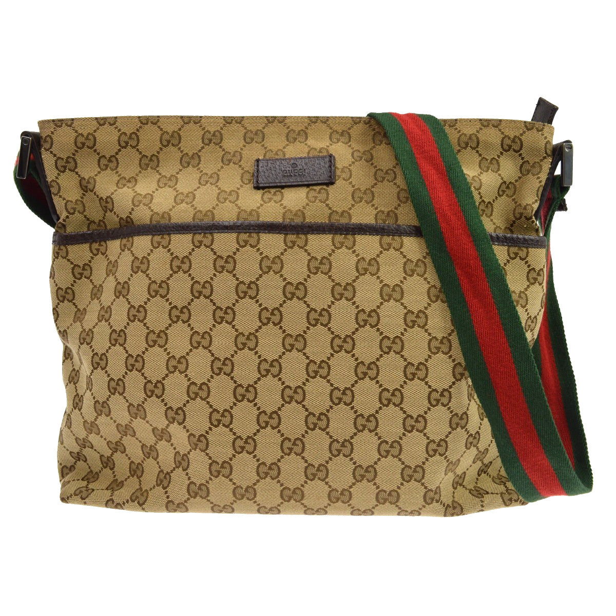 Gucci Web Zip Gg Canvas Beige Bag