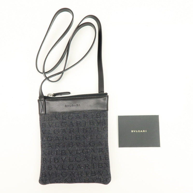 Bvlgari Logomania Canvas With Leather Black Denim_jeans Bag
