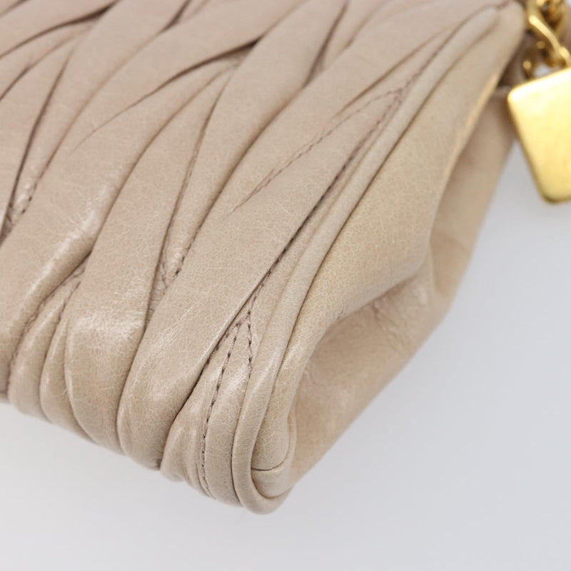 Miu Miu Zip Wristlet Matelasse Leather Beige Bag