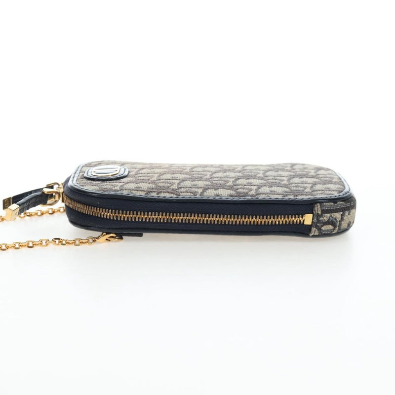 Christian Dior 30 Montaigne Phone Holder On Chain Oblique Canvas Navy Bag