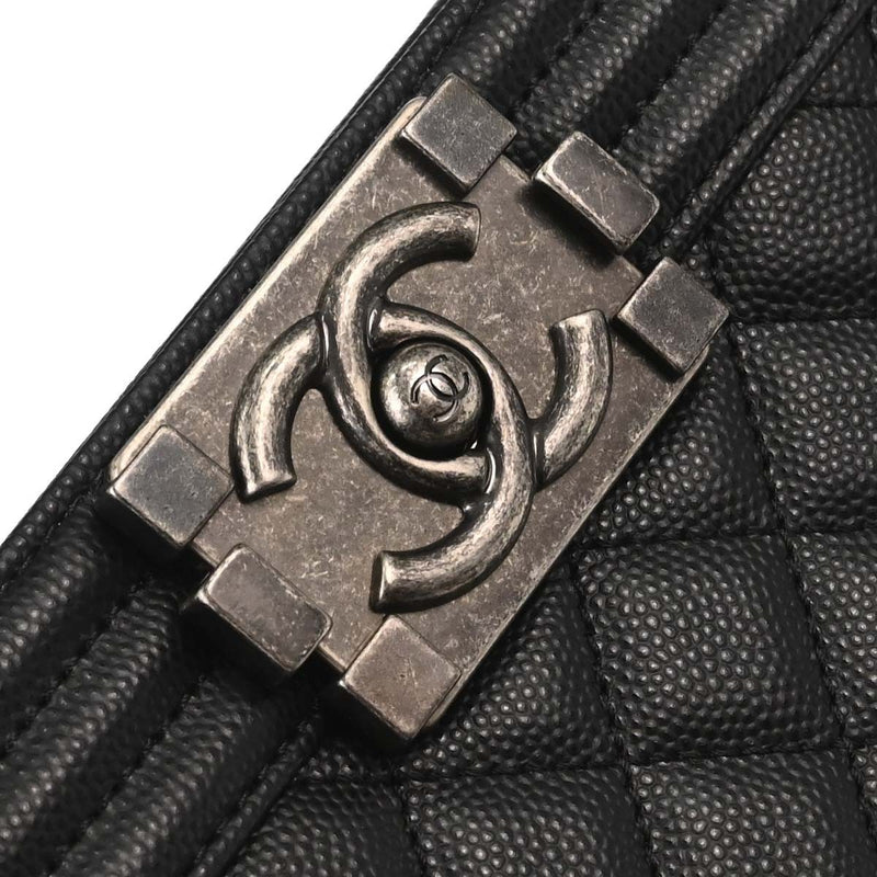 Chanel So Black Boy Flap Quilted Caviar Calfskin Bag