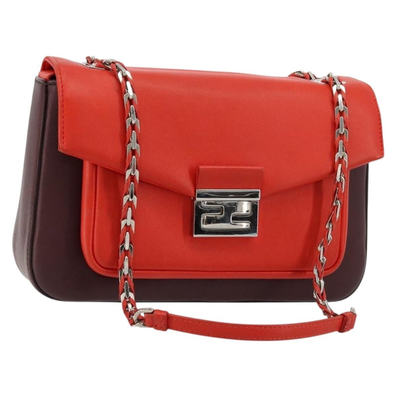 Fendi Be Baguette Flap Leather Red Bag