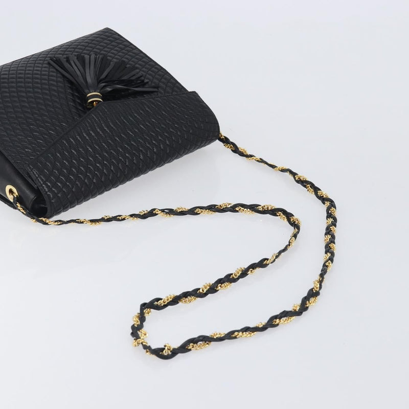Bally Vintage Chain Quilted Leather Black Bag