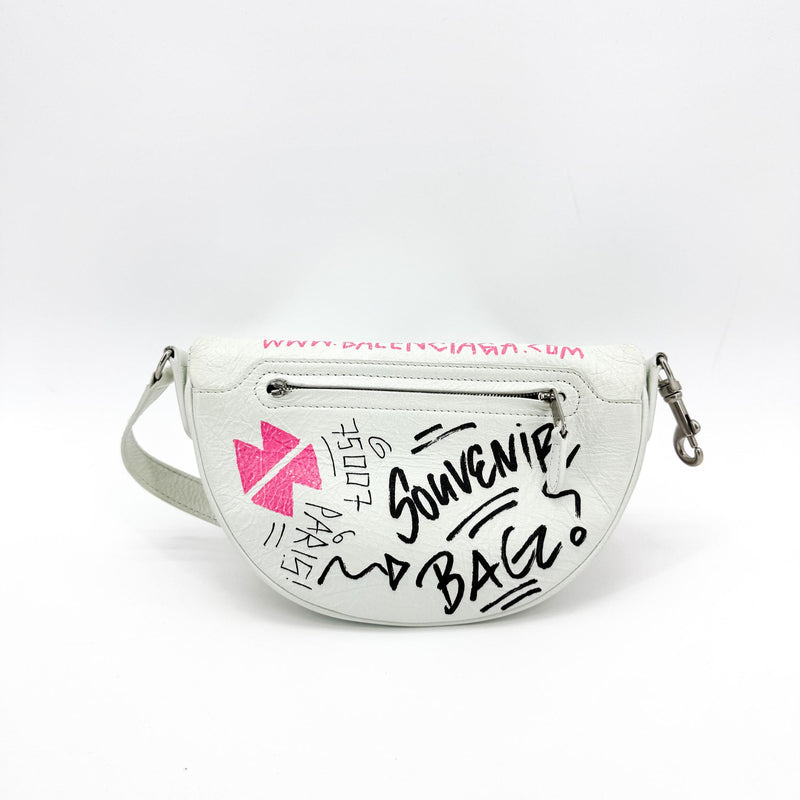 Balenciaga Graffiti Souvenir Belt Leather White Bag