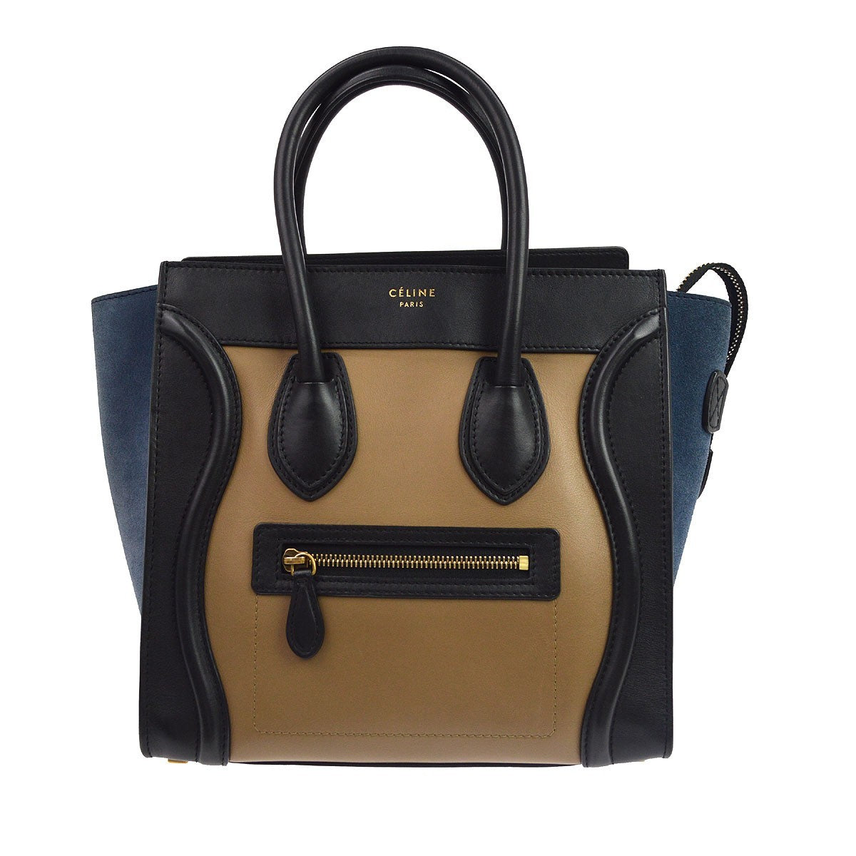Celine Tricolor Luggage Leather Beige Bag