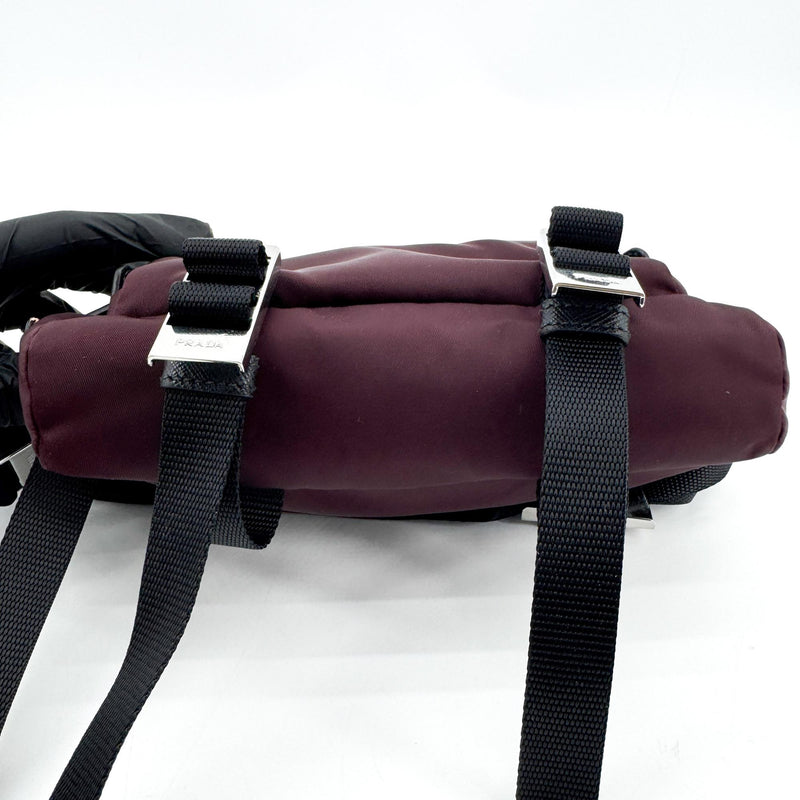 Prada Technical Zip Tessuto Burgundy Nylon Bag