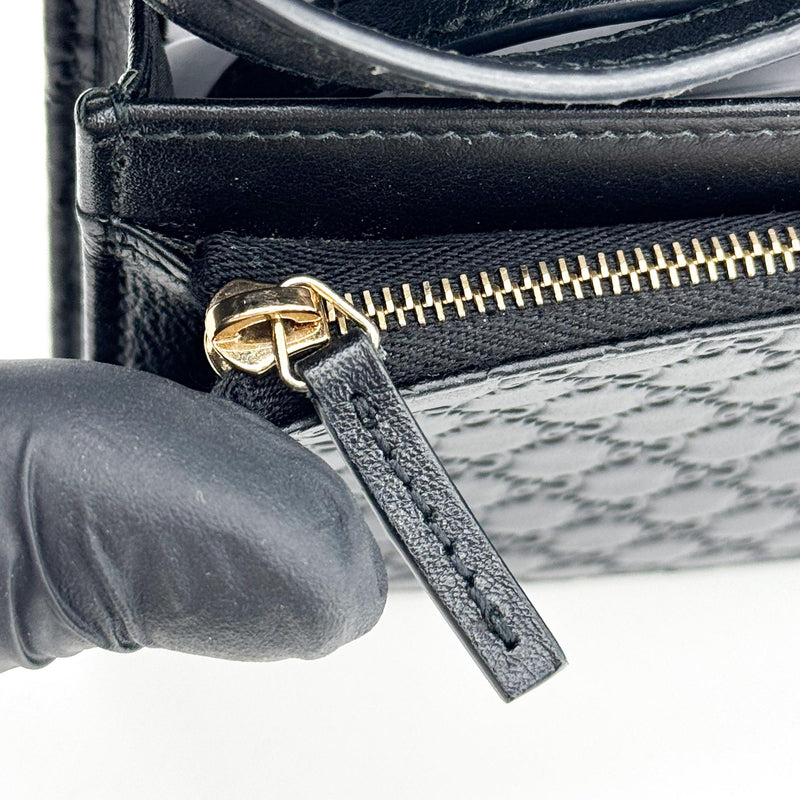 Gucci Wallet On Strap Microguccissima Leather Black Bag