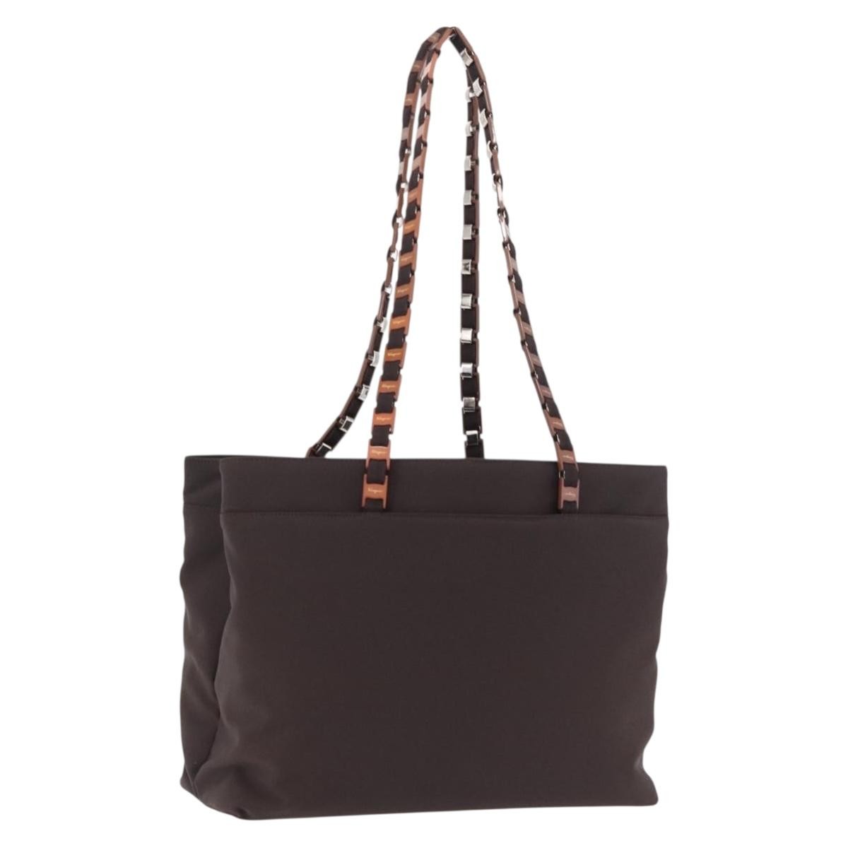 Salvatore Ferragamo Gancini Canvas Brown Bag