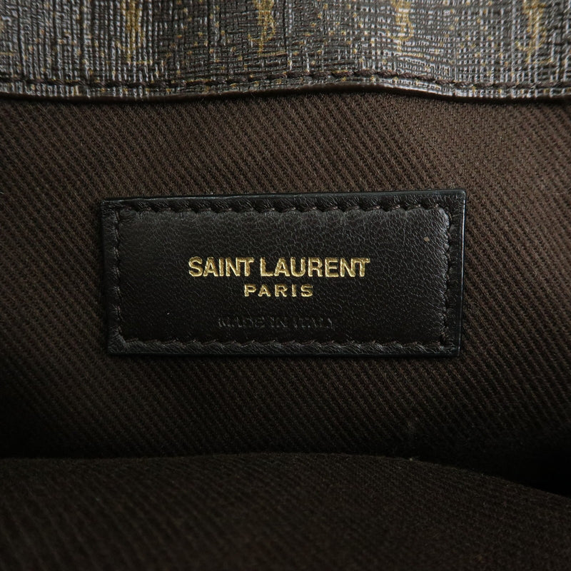 Saint Laurent Le Monogramme Shopper Monogram All Over Coated Canvas And Leather Brown Pvc Bag