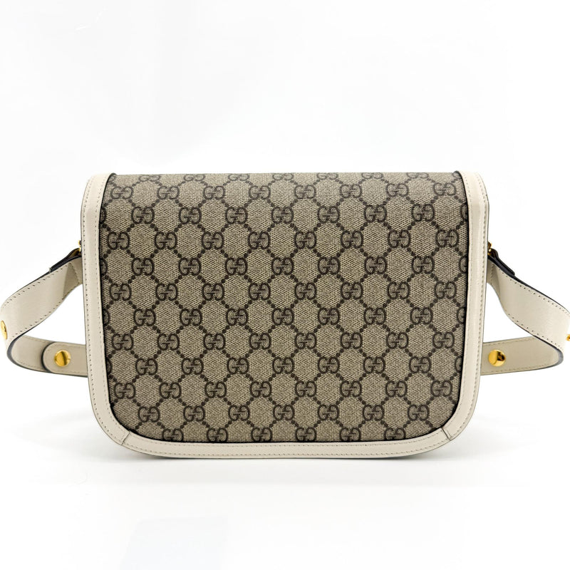 Gucci Horsebit 1955 Gg Coated Canvas With Leather Beige Bag