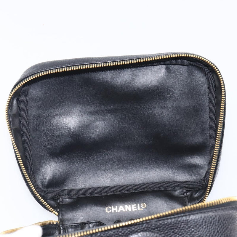 Chanel Vintage Timeless Cosmetic Case Caviar Black Leather Bag