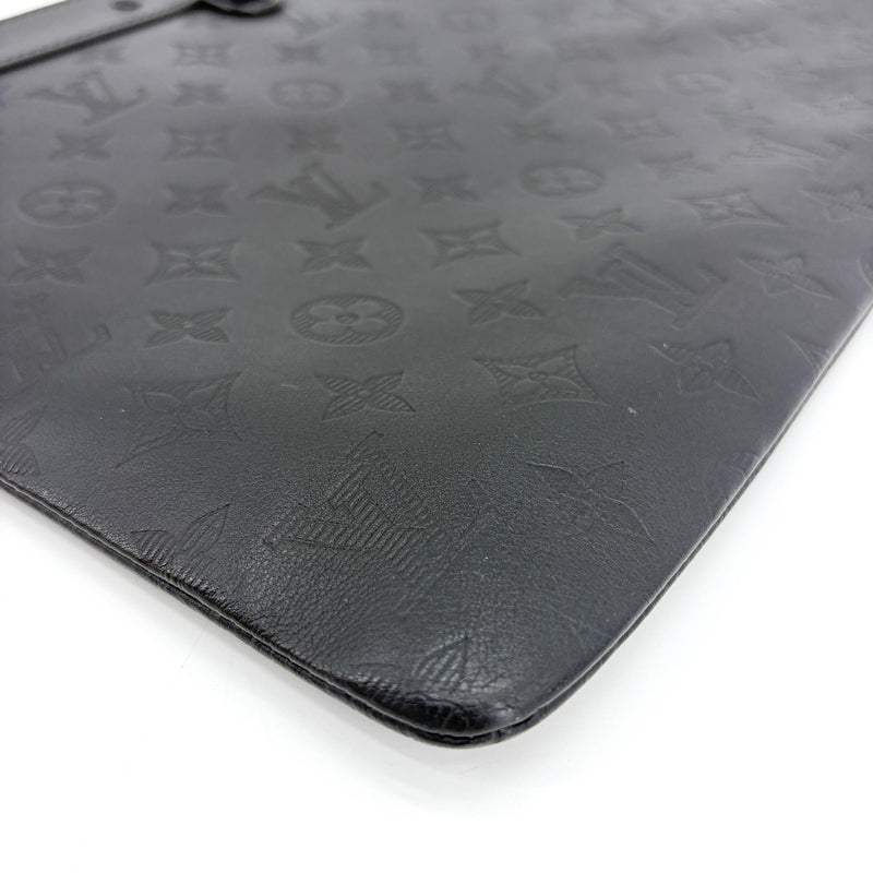 Louis Vuitton Monogramissime Pochette Monogram Canvas And Exotics Black Leather Bag