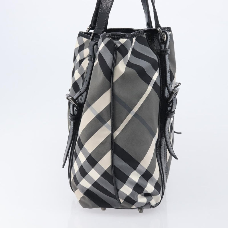 Burberry Nova Check Tote Canvas Pattern Black Nylon