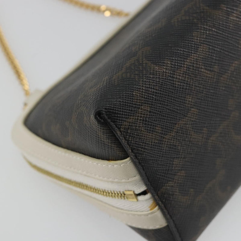 Celine Zip Around Chain Clutch Triomphe Coated Canvas Brown