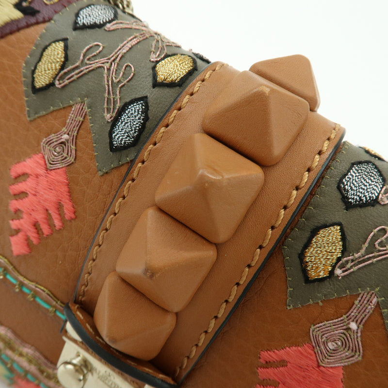 Valentino Garavani Glam Lock Leather Brown Bag