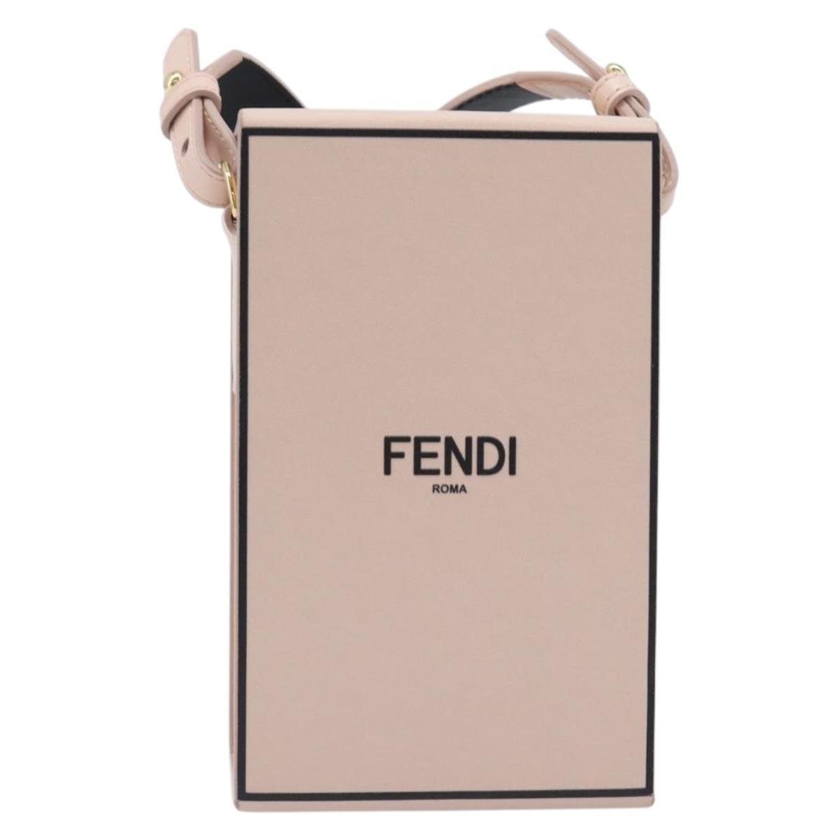 Fendi Logo Vertical Box Leather Pink Bag